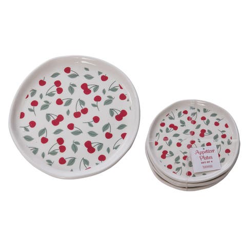 Dolomite Wildflower Cherry Plates Set of 4 Tabletop Plate Multicolored for Spring Serving and Entertaining