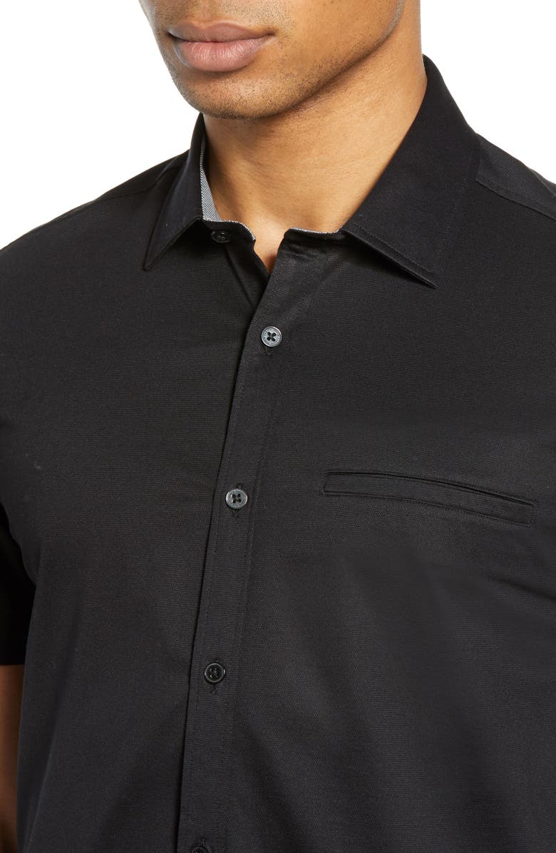 Vince Camuto Slim Fit Short Sleeve Piqué Button-Up Shirt, Alternate, color,