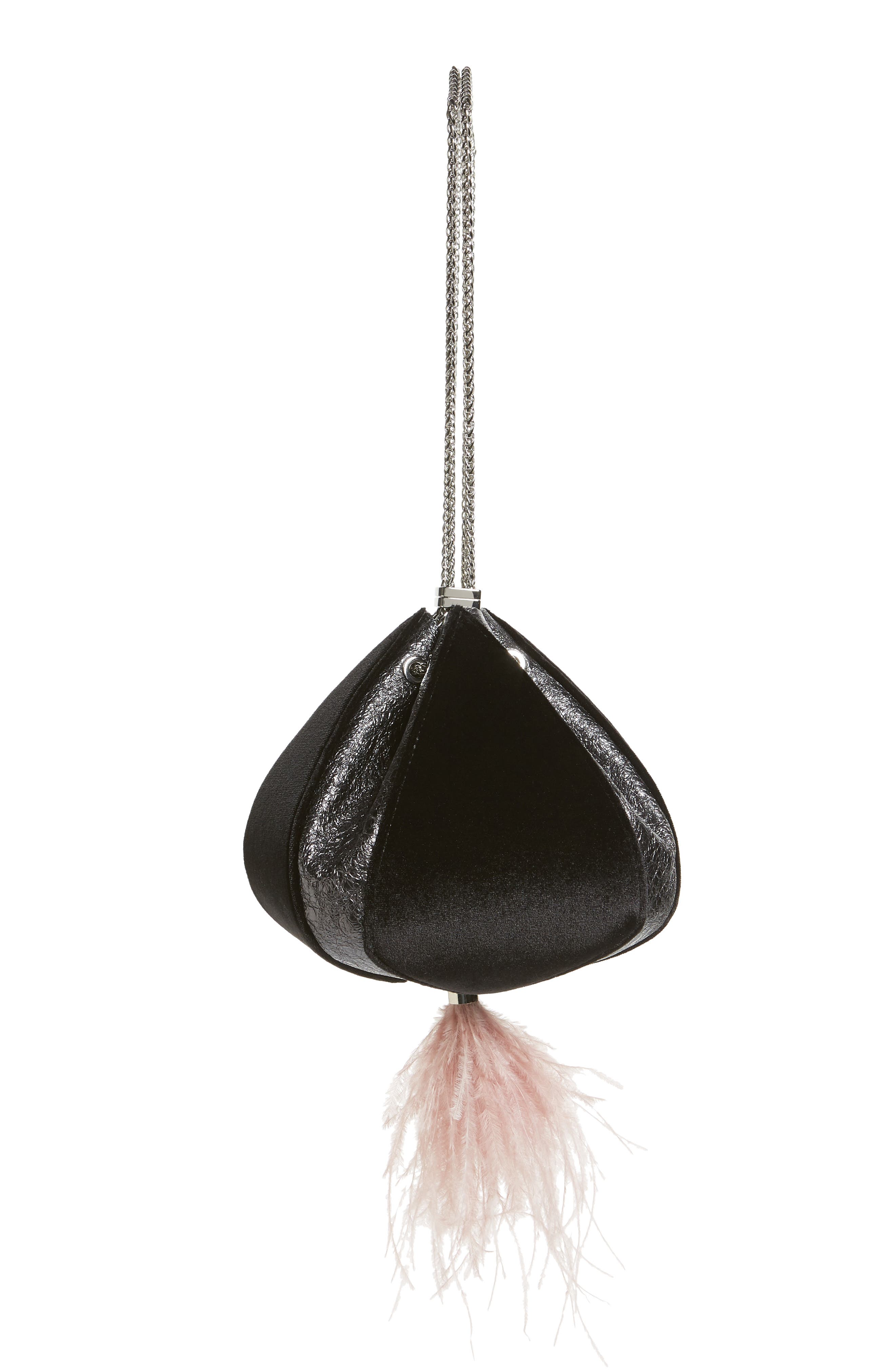 the VOLON Cindy Leather & Velvet Clutch, Alternate, color, 