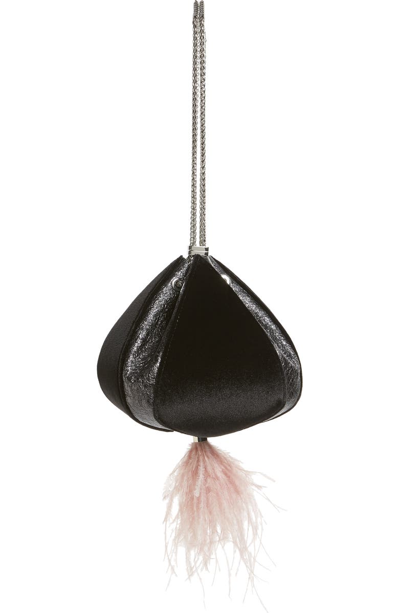 the VOLON Cindy Leather & Velvet Clutch, Alternate, color,