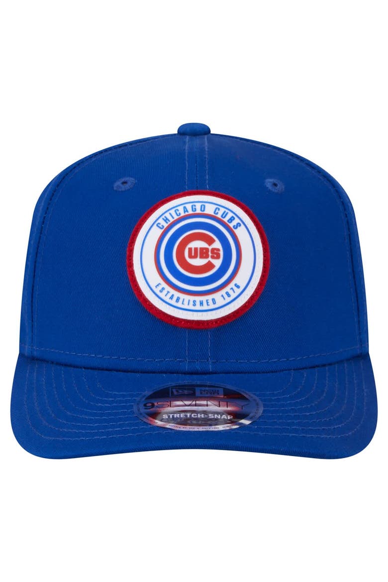 Men's New Era Royal Chicago Cubs Circle Patch 9SEVENTY Stretch-Snap Hat, Alternate, color, Royal