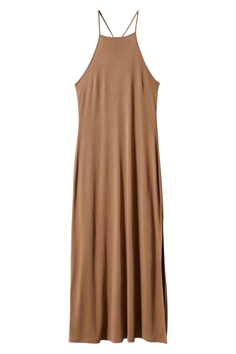 High Neck Maxi Dress, Alternate, color, CARAMEL