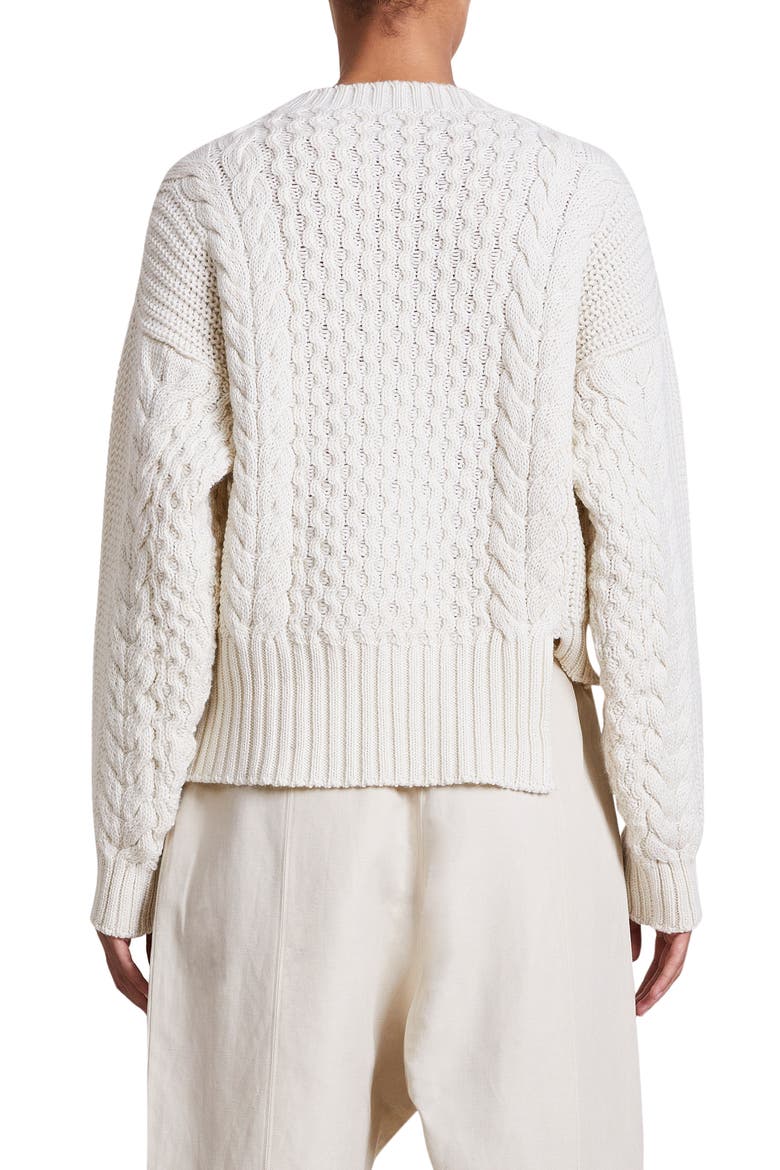 Nuevo Anni Merino Wool Fisherman Sweater, Alternate, color, CREAM