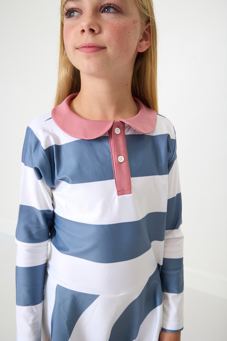 Girl's Rugby Dress, Alternate, color, Slate White Stripe