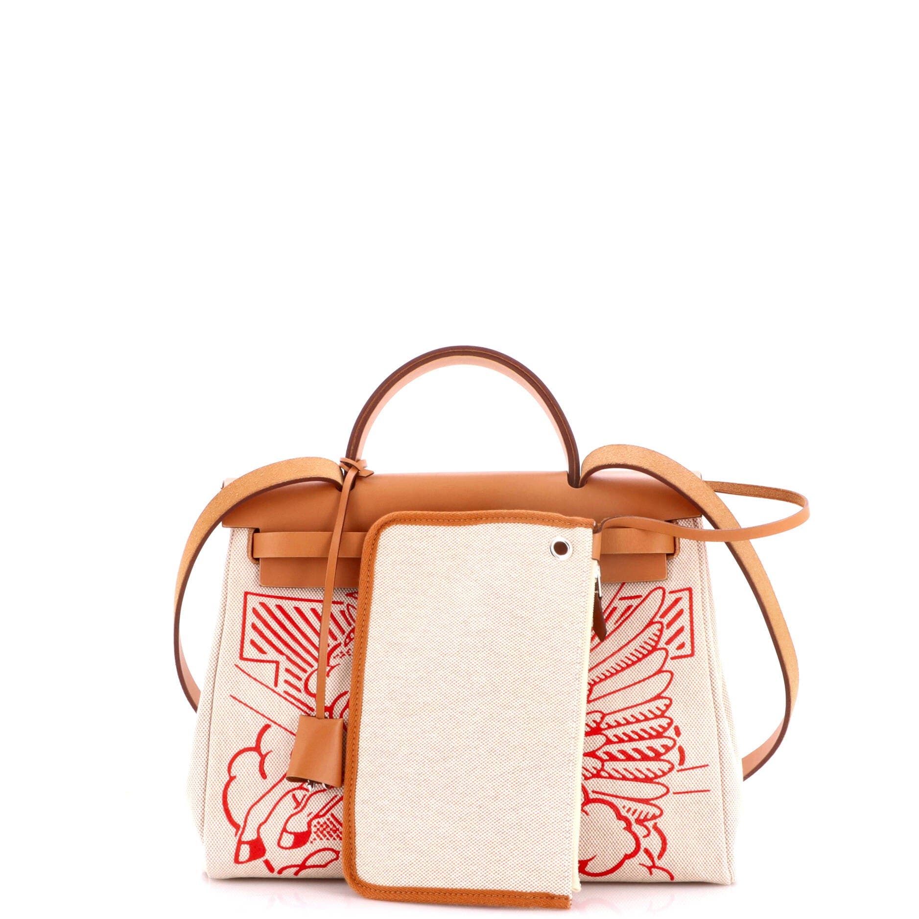 Herbag Zip Pegase Pop Toile and Leather 31, Alternate, color, White