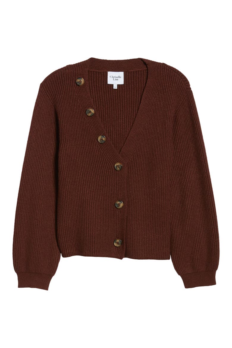 Chriselle Lim Cleo Button Detail Cardigan (Nordstrom Exclusive), Alternate, color, COCOA
