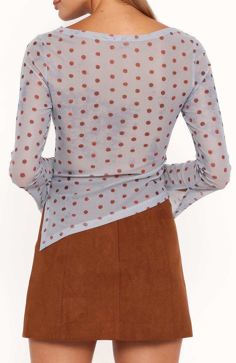Petal & Pup Annora Dot Asymmetric Mesh Top, Alternate, color, Blue Dot