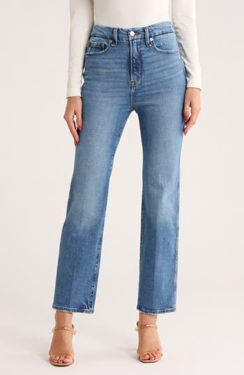 Good American Good Curve Straight Leg Jeans In Blue