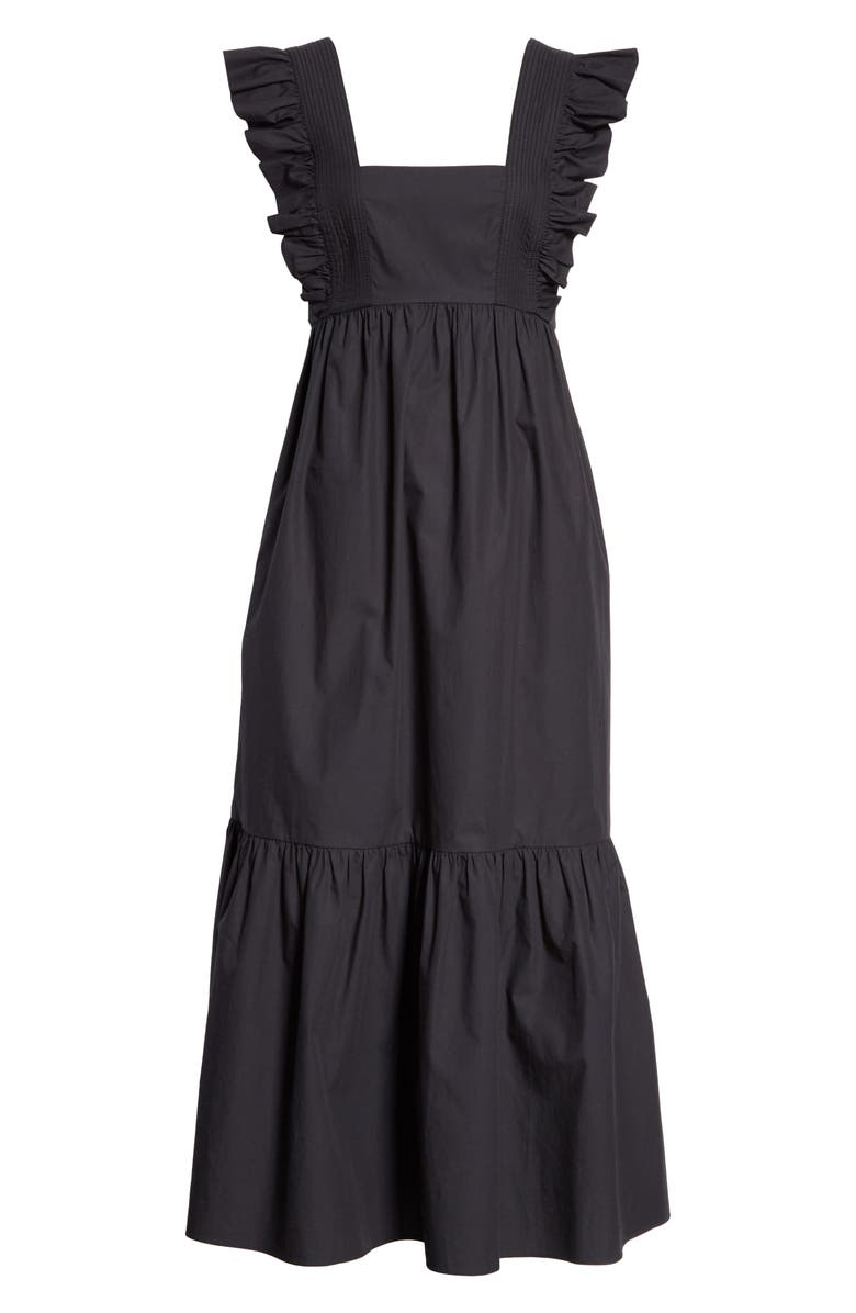 Self-Portrait Ruffle Cotton Poplin Maxi Dress, Alternate, color, 