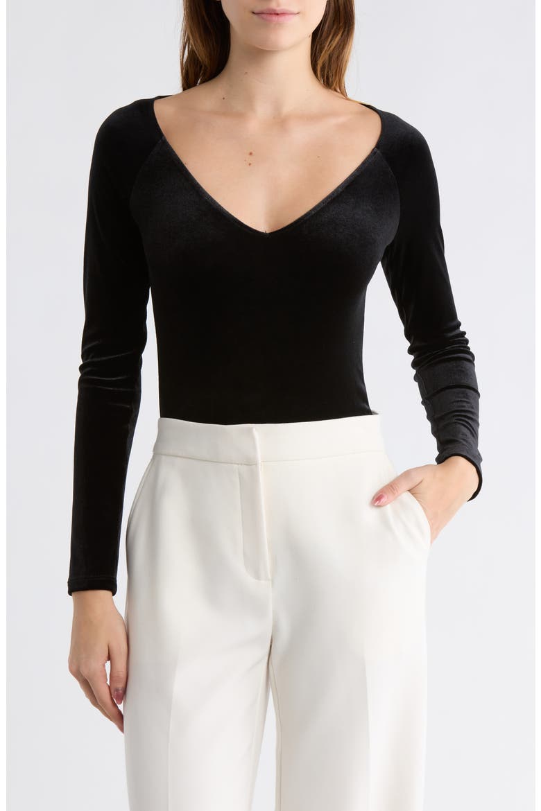 Winona Long Sleeve Bodysuit, Main, color, BLACK
