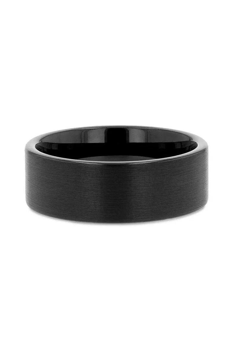 San Antonio Flat Tungsten Carbide Band With Brushed Finish, Alternate, color, Black 10mm