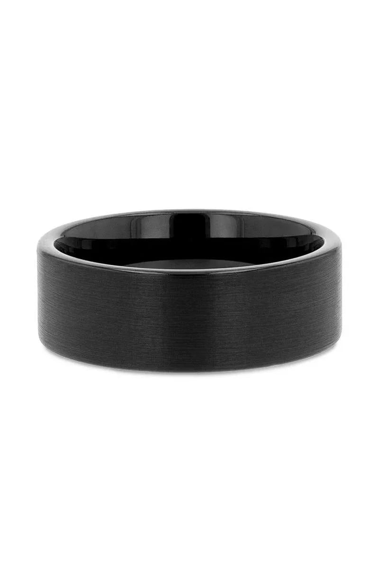Larson Jewelers San Antonio Flat Tungsten Carbide Band With Brushed Finish, Alternate, color, Black 4Mm