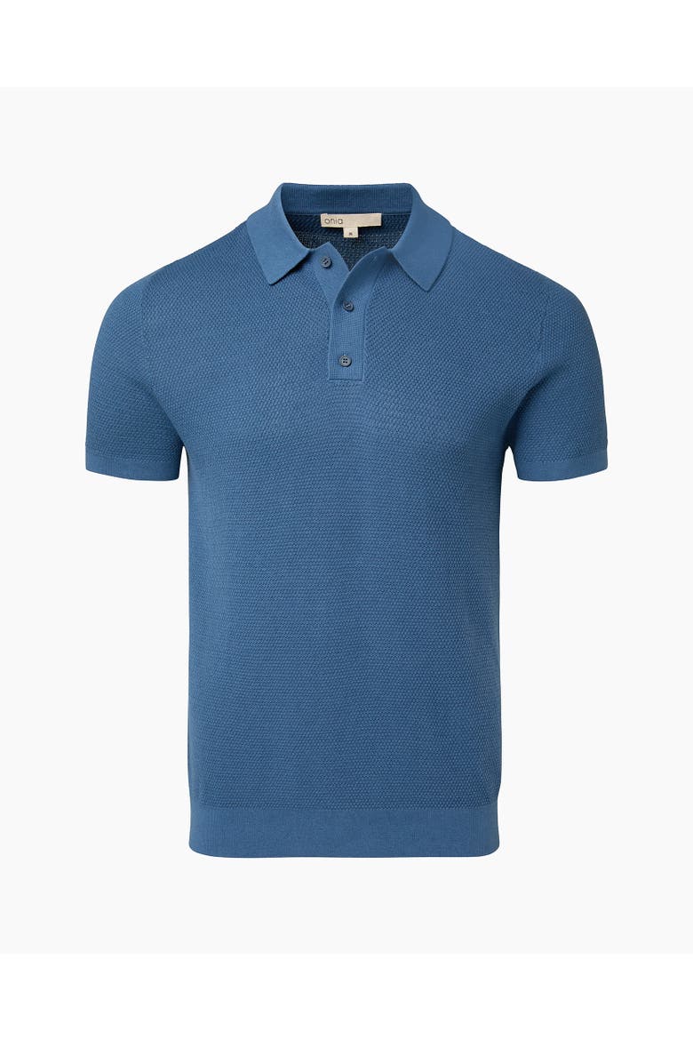 Cotton Textured Knit Polo, Alternate, color, VINTAGE INDIGO