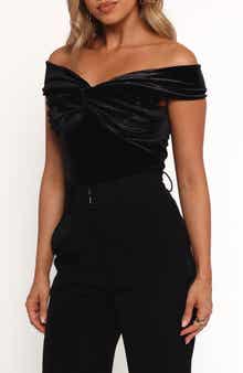 Petal & Pup Rita Off the Shoulder Velvet Top