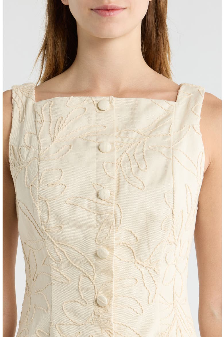 Floral Embroidery Cotton Dress, Alternate, color, IVORY