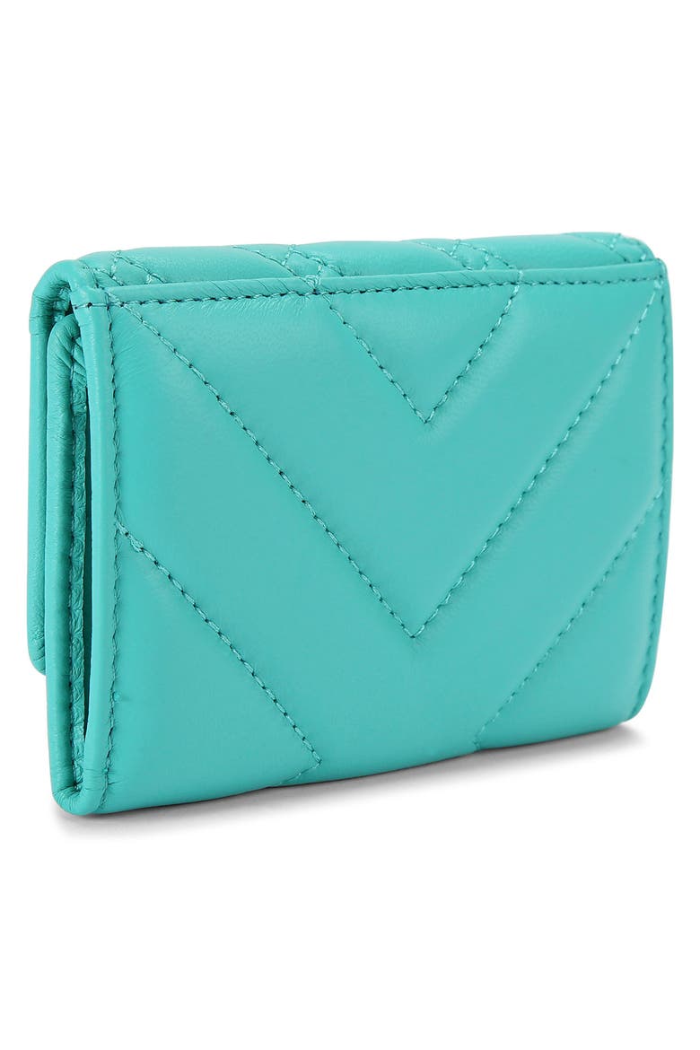 Flap Multi Leather Trifold Card Holder, Alternate, color, TURQUOISE/ AQUA