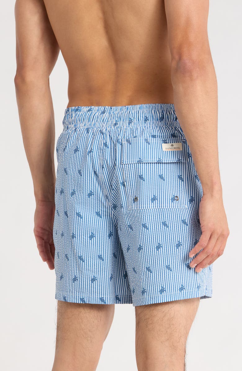 Rainforest Sea Turtles Seersucker Swim Trunks, Alternate, color, Bering Sea