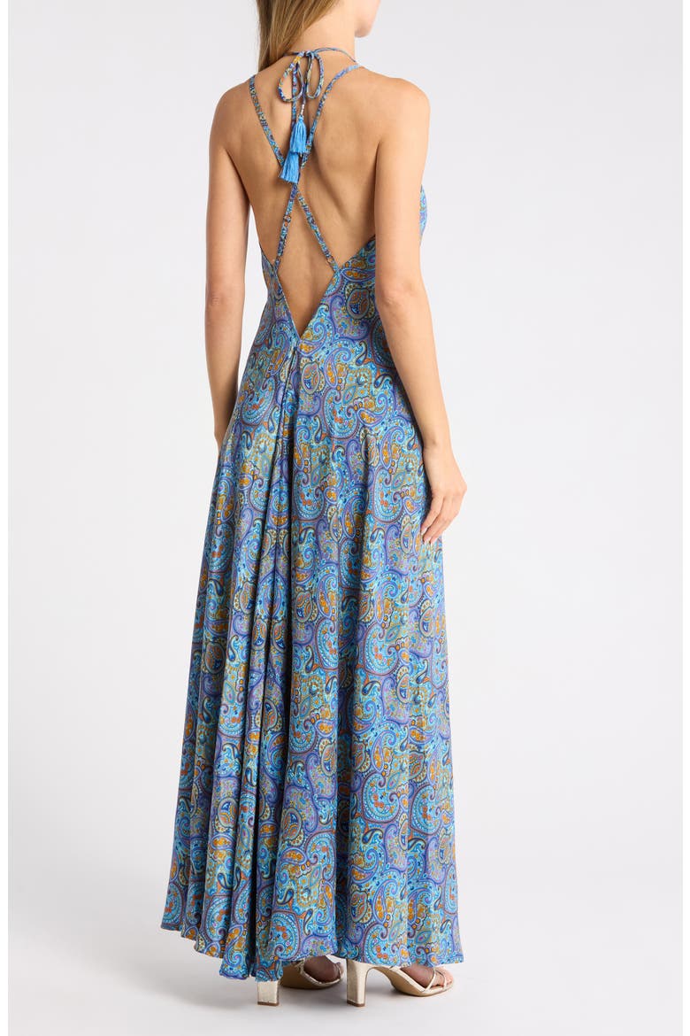 Francesca Halter Tie Maxi Dress, Alternate, color, BLUE