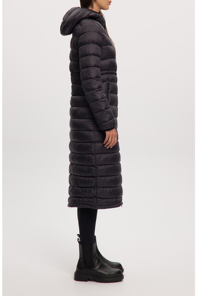 Ivy Lightweight Long Puffer Coat, Alternate, color, BLACK
