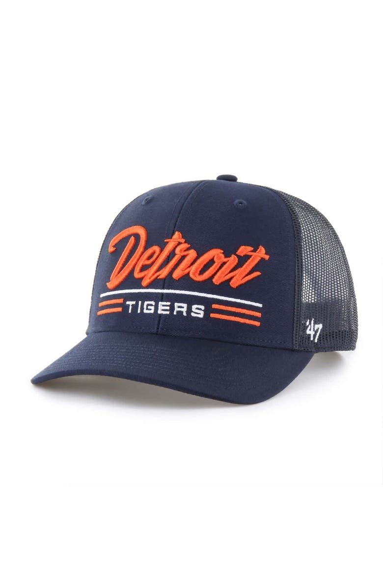 '47 Men's '47 Navy Detroit Tigers Garner Trucker Adjustable Hat, Main, color, 