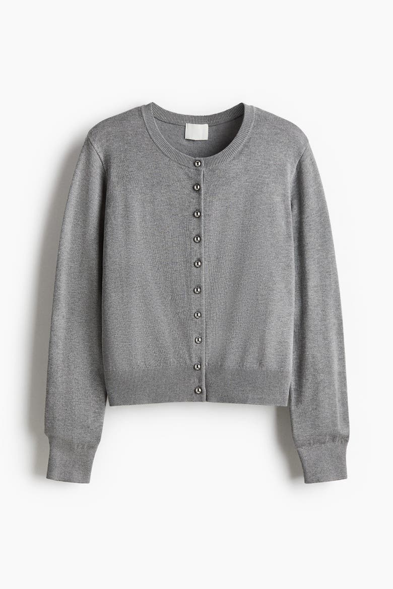 Knitted Cardigan, Alternate, color, Gray melange