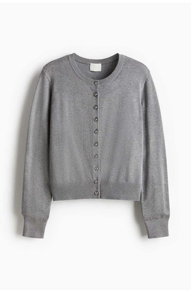 H&M Knitted Cardigan, Alternate, color, Gray Melange