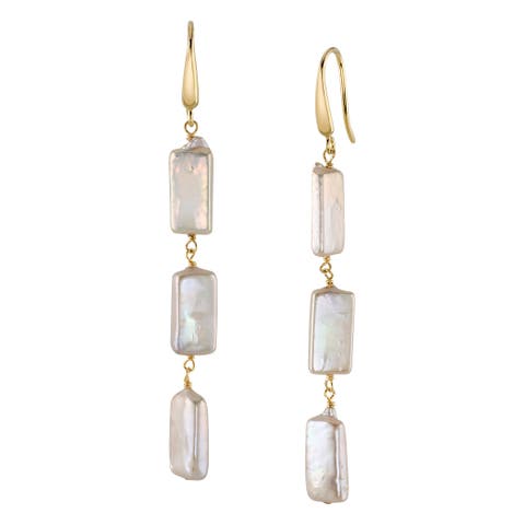 Triple White Freshwater Baroque Pearl Jaylene Earrings