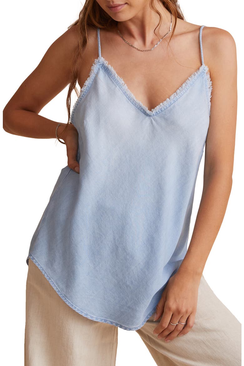 Frayed Chambray Camisole, Main, color, SUN BLEACH WASH