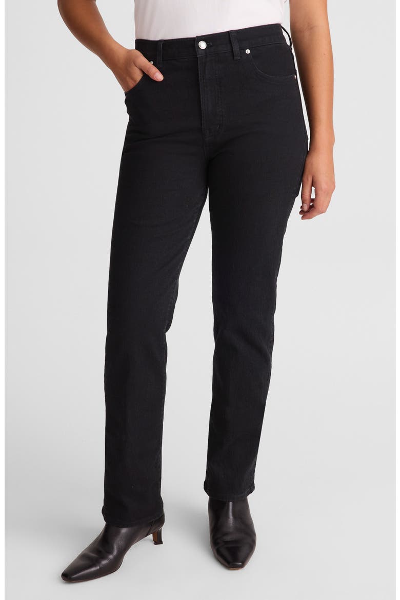 The Longline Straight Leg Jeans, Alternate, color, BLACK FROST
