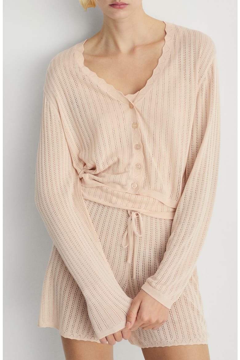 Pointelle Pajama Cardigan, Main, color, SALMON