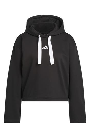 Adidas Originals Adidas Crop Fleece Hoodie In Black