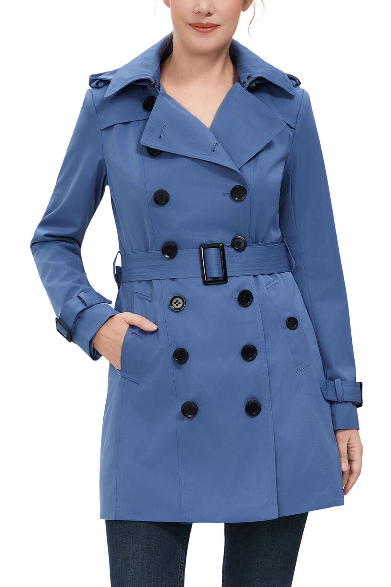 Women's Rosie Hooded Trench Coat, Main, color, Cobalt Saphire