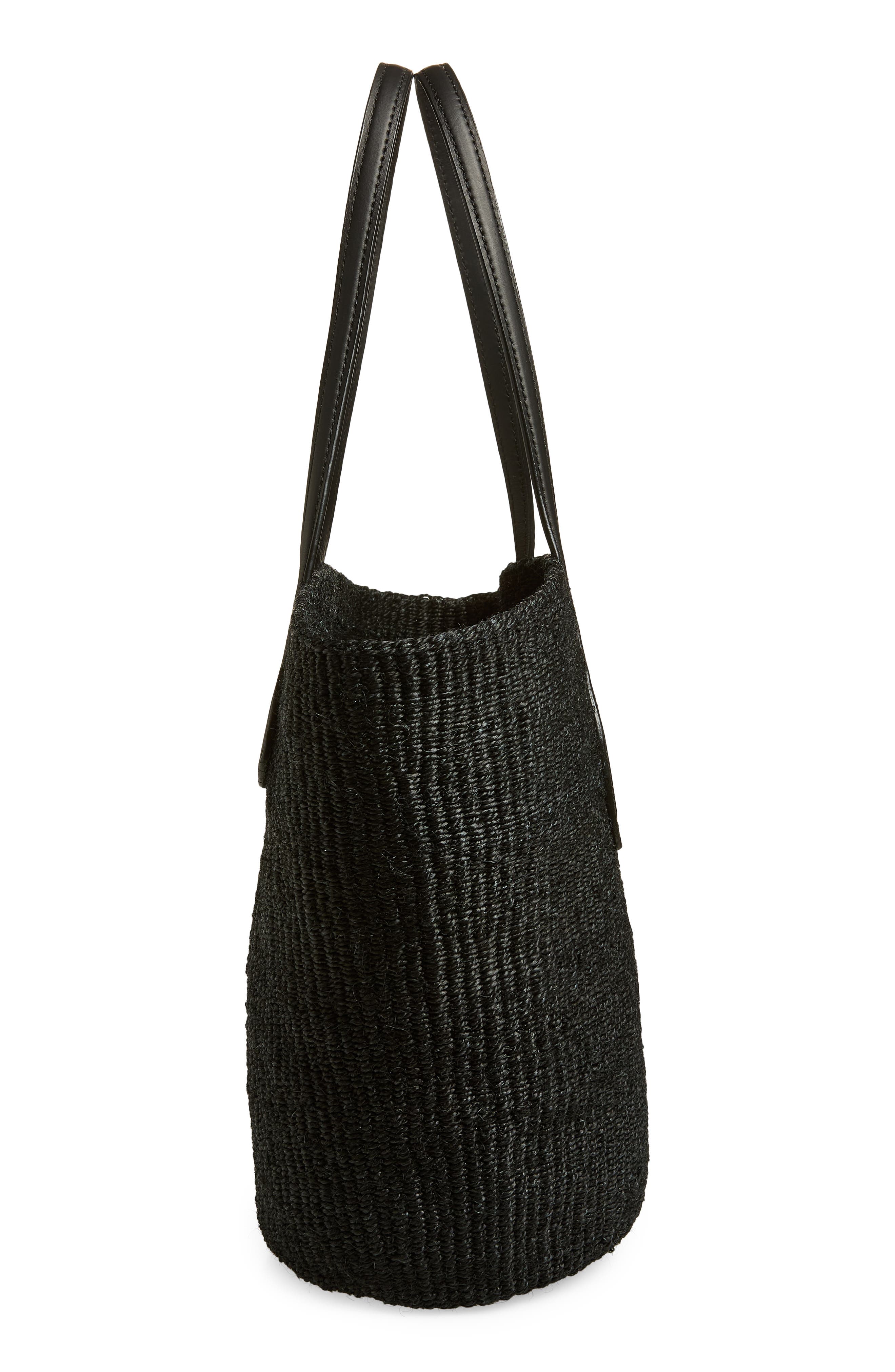 LIFFNER Straw Basket Tote, Alternate, color, Black