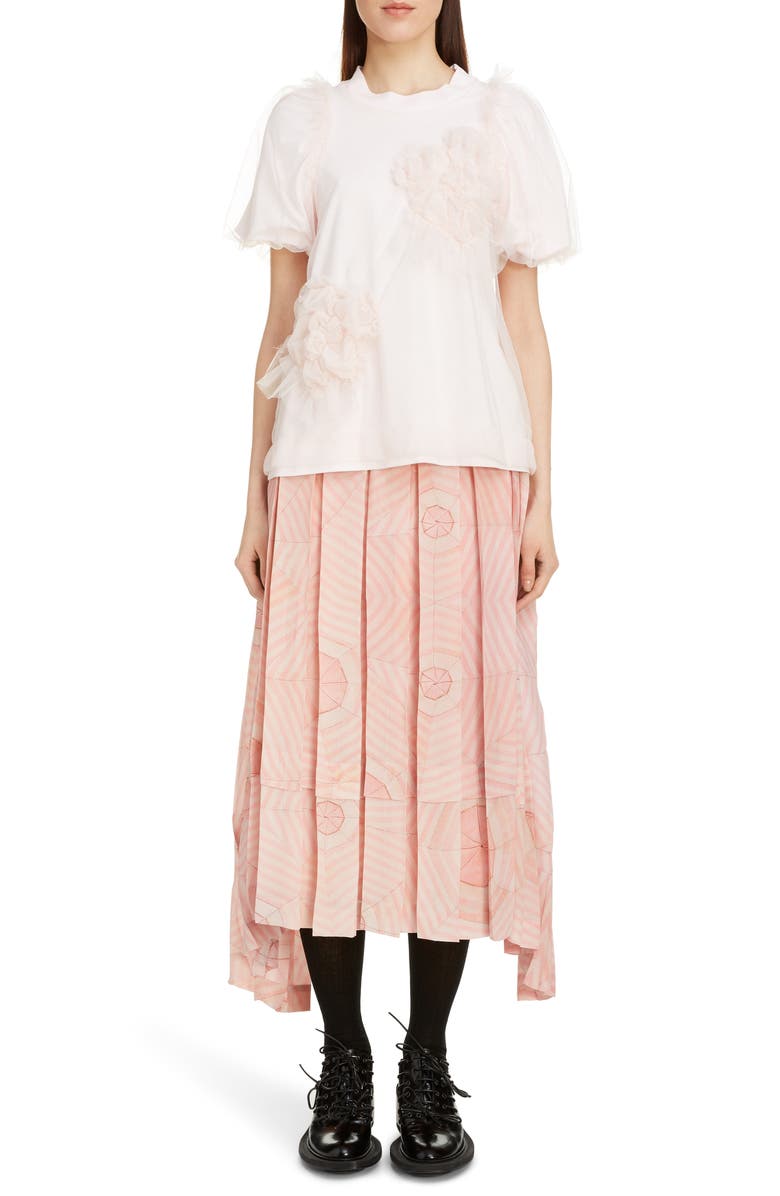 Simone Rocha Deconstructed Pleated Silk Crêpe de Chine Midi Skirt, Alternate, color,