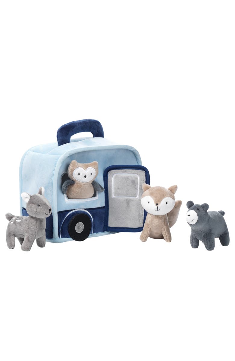 Lambs & Ivy Interactive Camper/RV Plush with Stuffed Animal Toys, Alternate, color, Blue