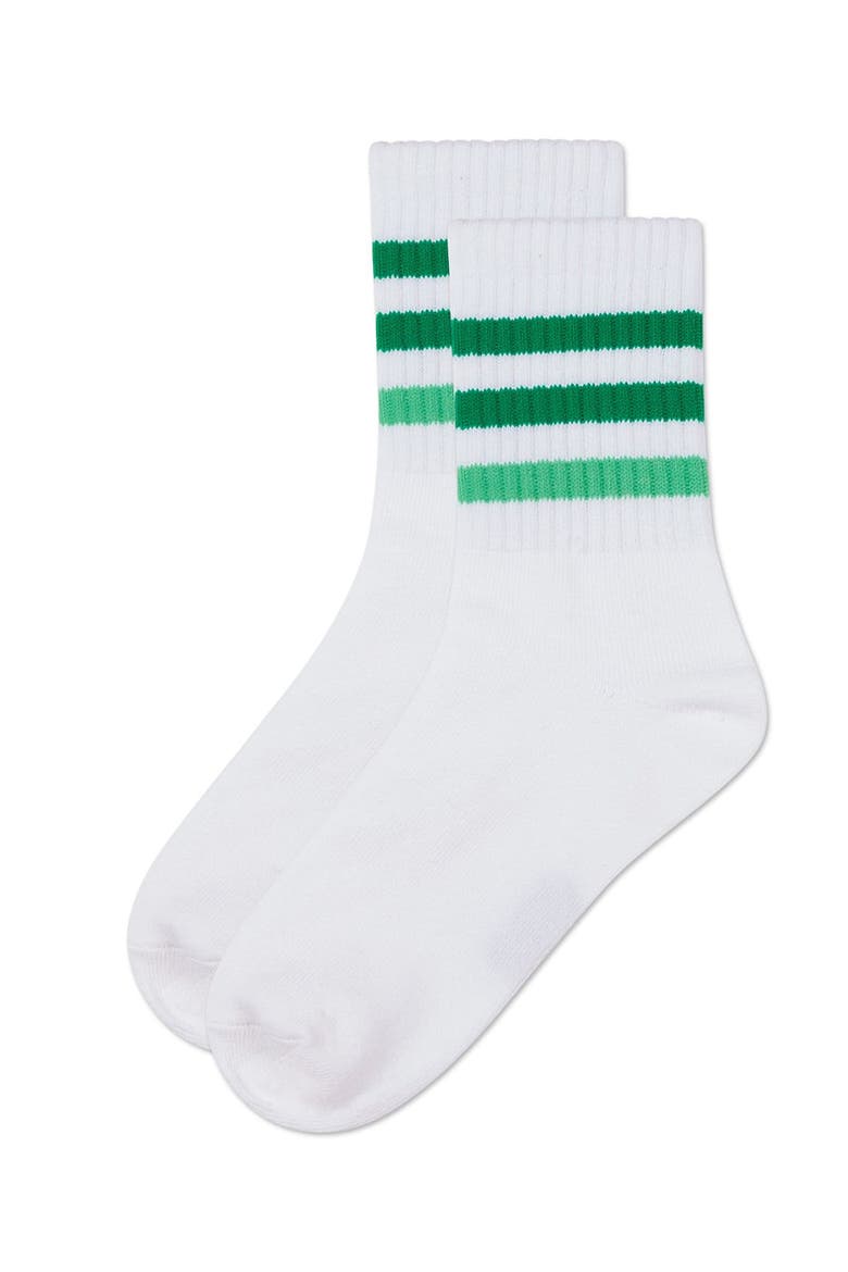 Two Tone Varsity Stripe Crew Socks, Alternate, color, Green