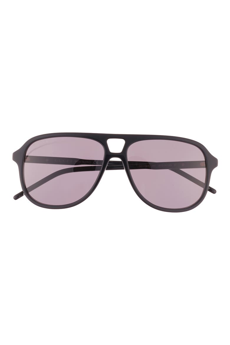 57mm Aviator Sunglasses, Main, color, BLACK BLACK GREY