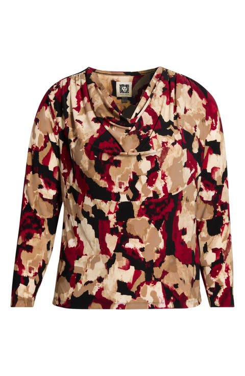 Shoulder Pad Cowl Neck Top