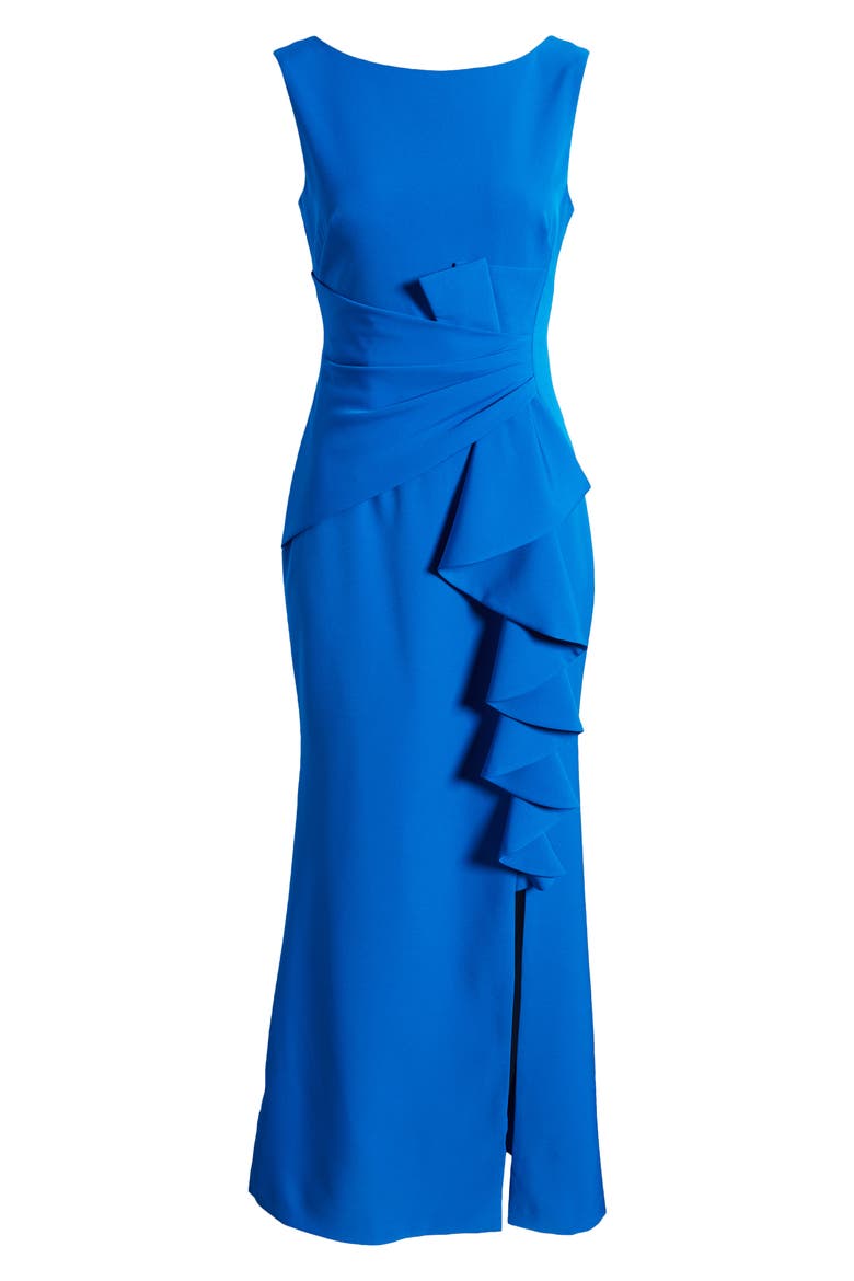 Ruffle Front Gown, Alternate, color, BLUE