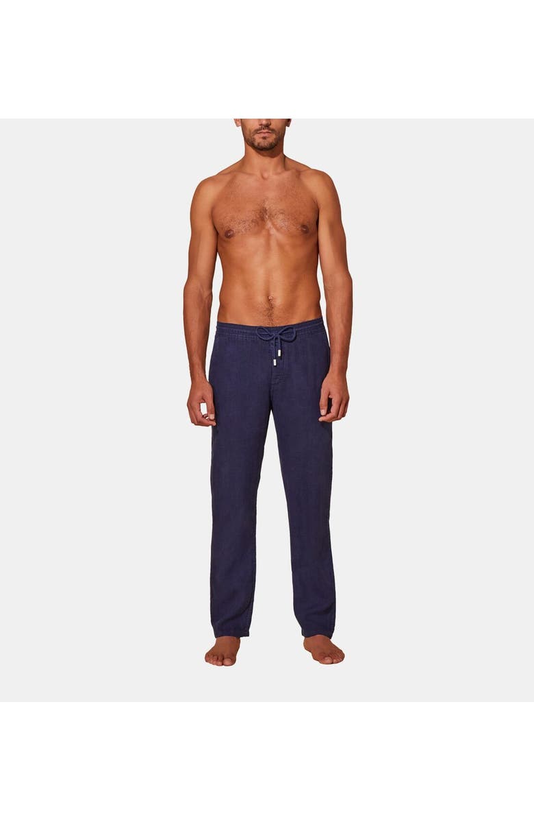 Vilebrequin Men's Solid Linen Pants, Main, color, Bleu Marine