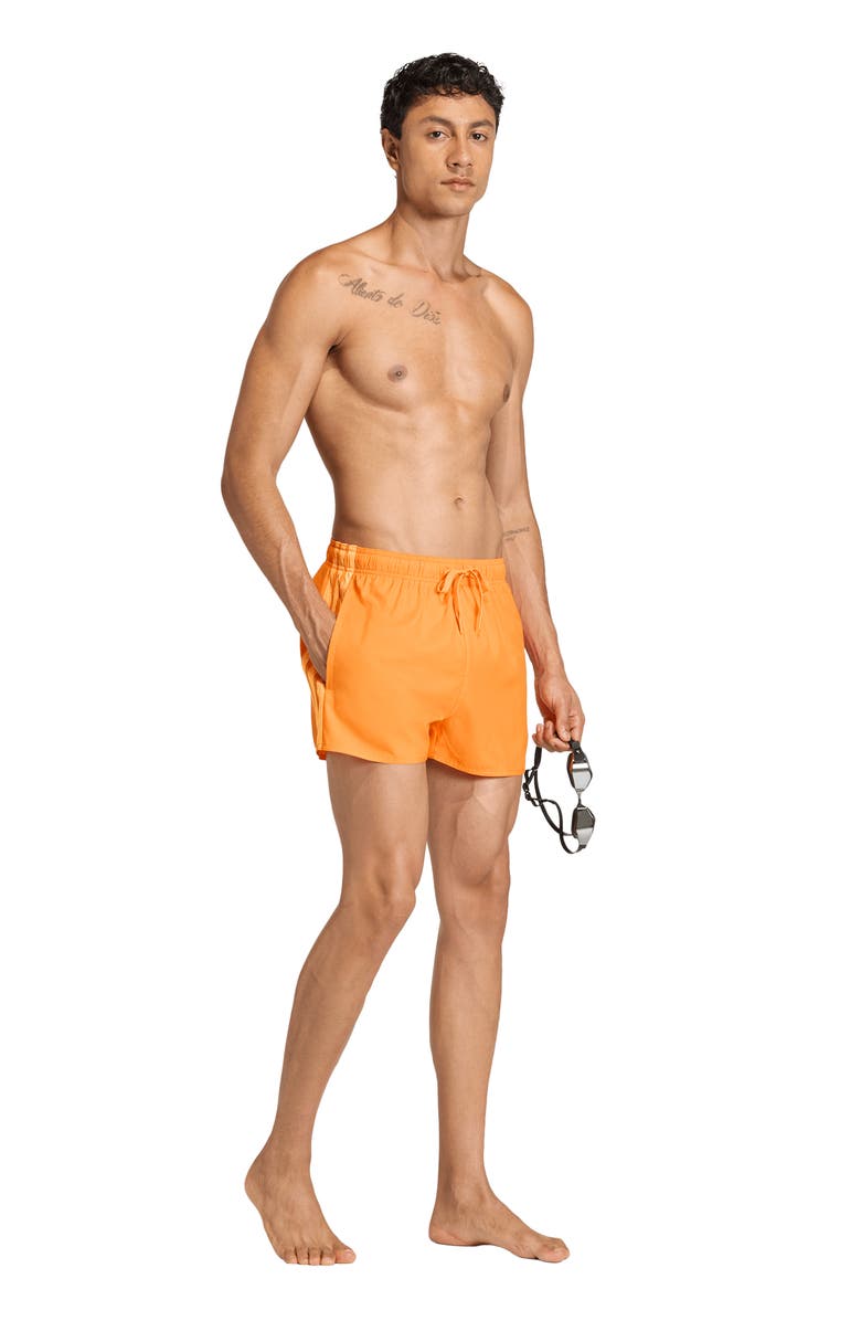 adidas 3-Stripes Swim Trunks, Alternate, color, Pure Orange/ Lucid Tangerine