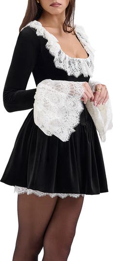 Czarina Lace Trim Ruffle Minidress