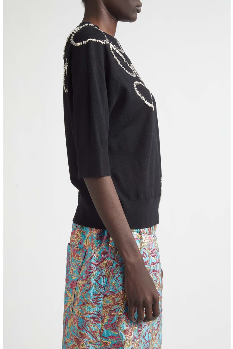 Embellished Merino Wool Sweater, Alternate, color, BLACK