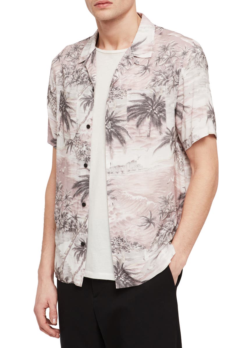 AllSaints Tiki Slim Fit Print Camp Shirt, Alternate, color,