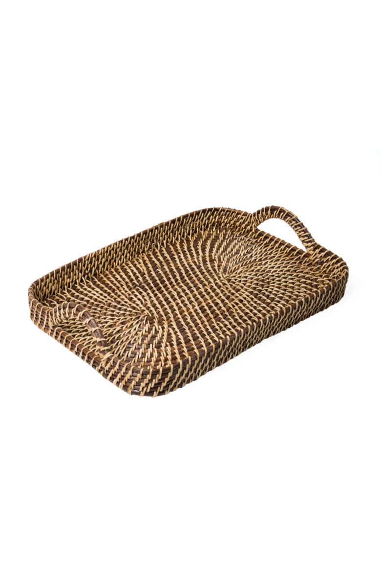 Brown & Natural Rectangle Tray, Main, color, Small