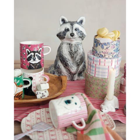 Artisan Stoneware Raccoon Canister with Silicone Seal