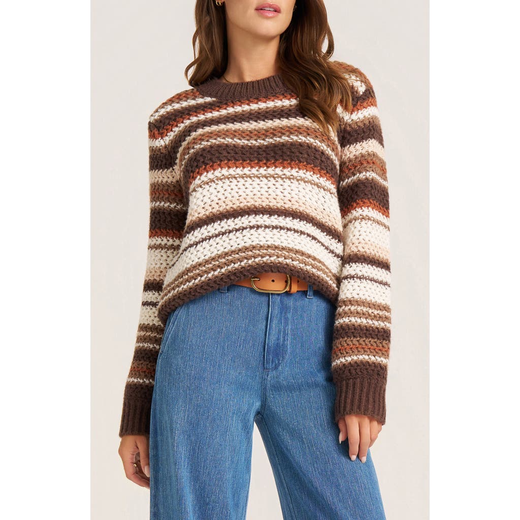 Matty M . Dion Stripe Crewneck Sweater In Animal Print