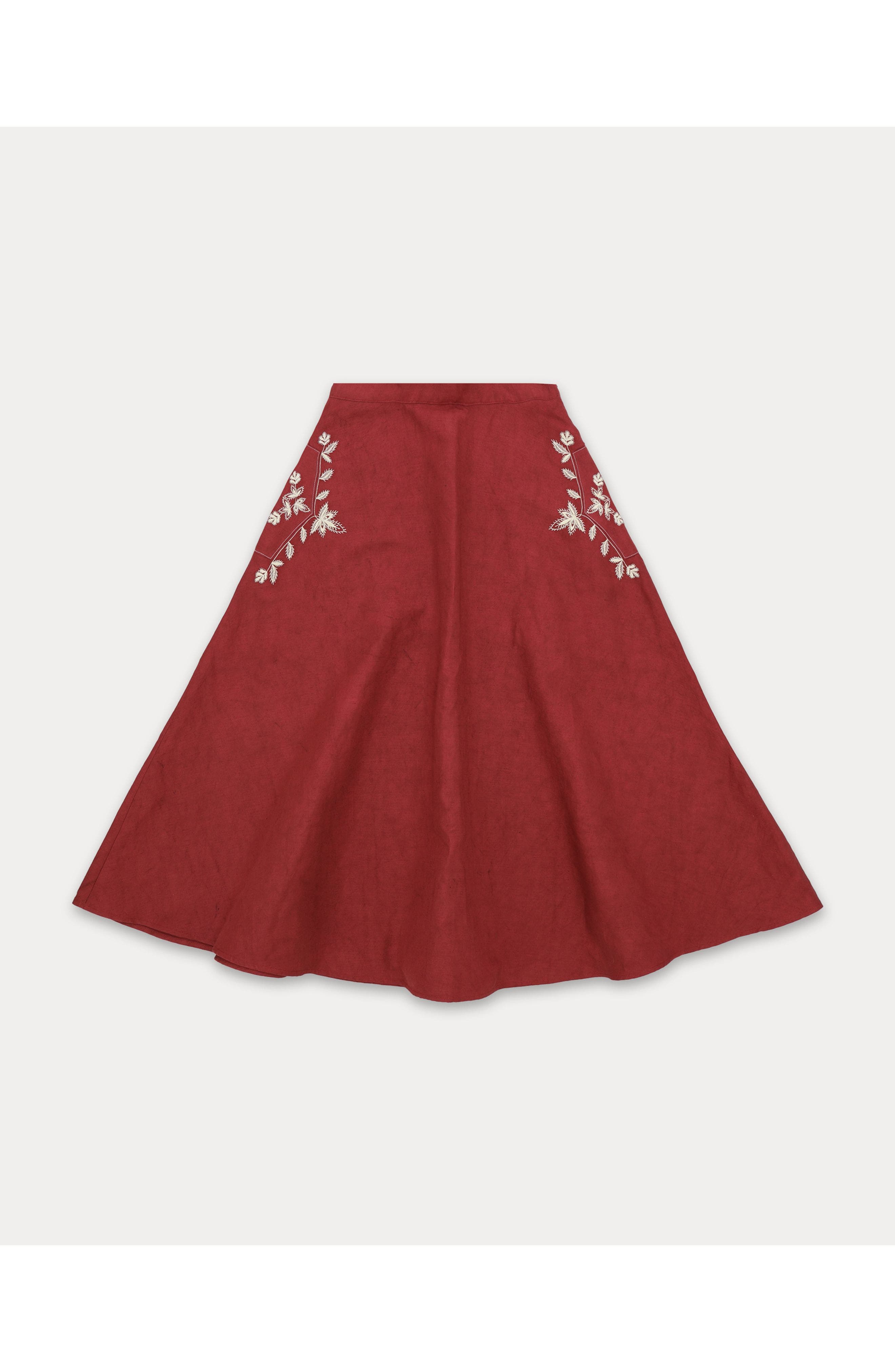 Nicole Embroidered Linen Skirt