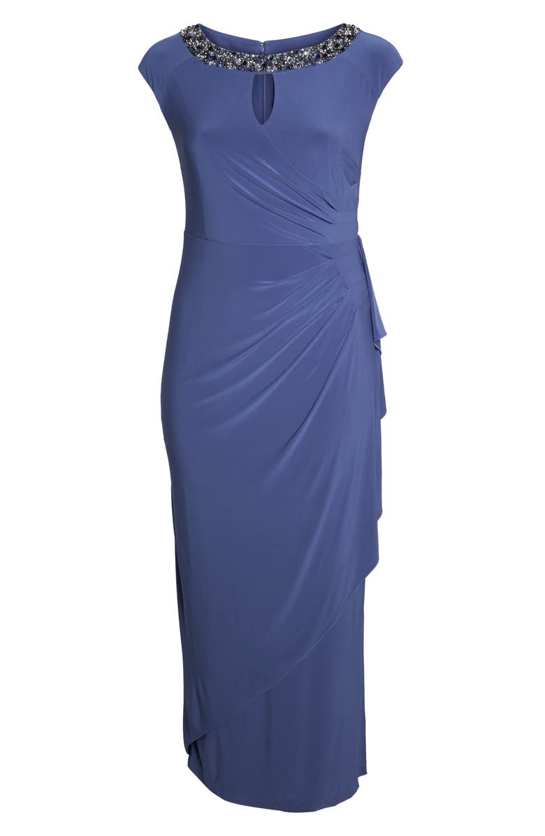 Alex Evenings Embellished Cap Sleeve Gown, Alternate, color,
