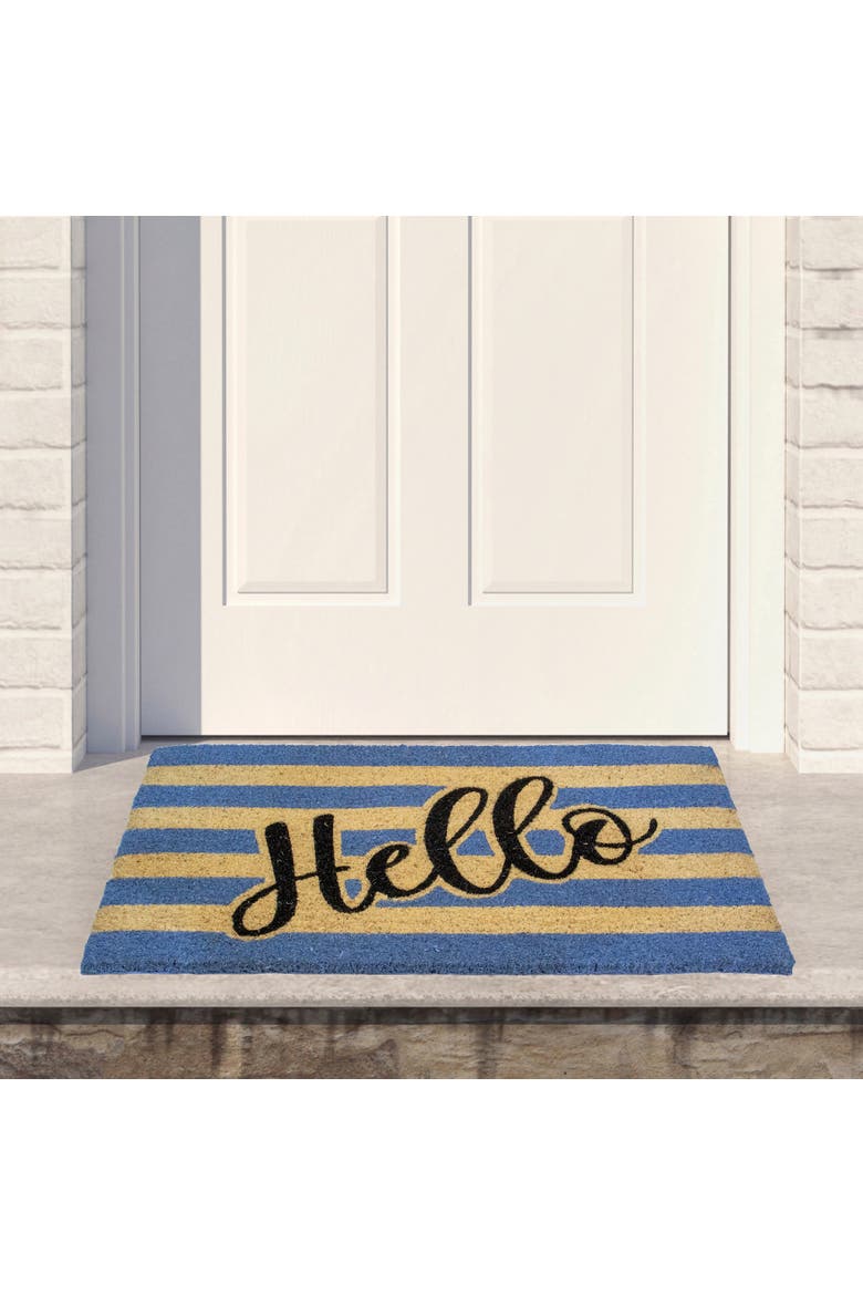 Natural Coir "Hello" Outdoor Rectangular Doormat 18" x 30", Alternate, color, Yellow